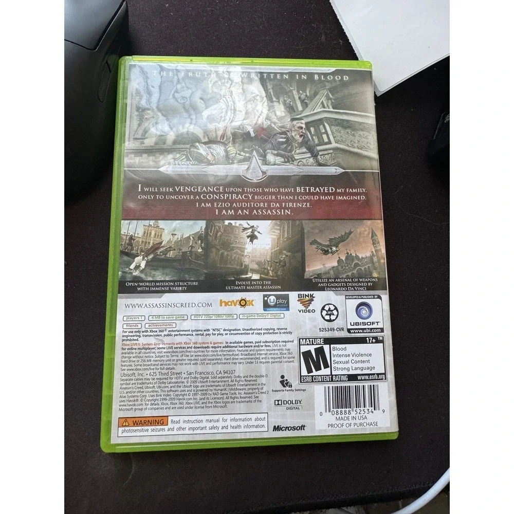 Assassins Creed II 2 Xbox 360 Ubisoft Action Adventure Game CIB Complete Manual